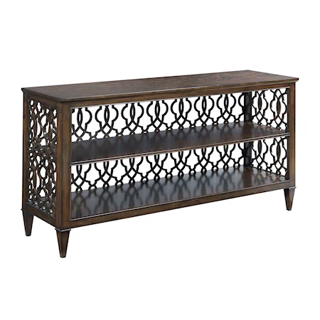 Rectangular Hall Console with Decorative Back Panel